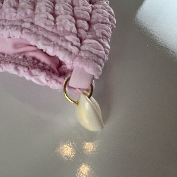 Seamolly Baby Pink Size XS Bathing Suit Textured Bikini Shell Detail Triangle - Picture 15 of 16